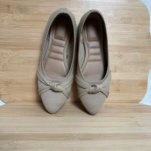 Joie Beige Knit Pointed-Toe Flats – Size 8, Knot Front Detail, Recycled Upper